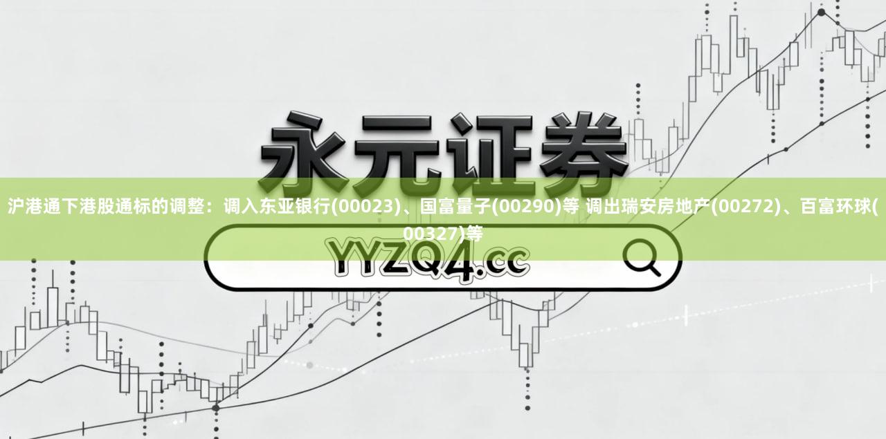 沪港通下港股通标的调整：调入东亚银行(00023)、国富量子(00290)等 调出瑞安房地产(00272)、百富环球(00327)等